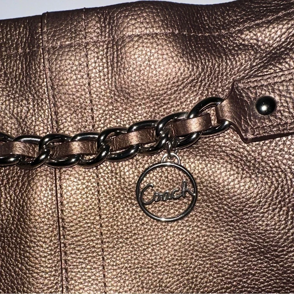 Vintage Coach North South Bronze Tote with Chain